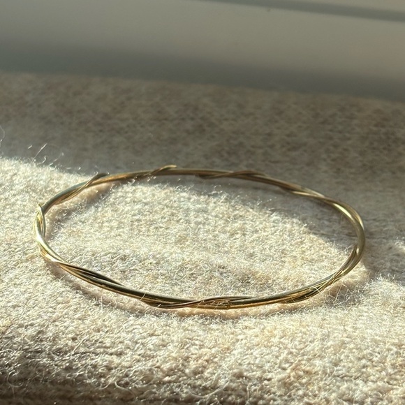 Gold-Tone Bangle Bracelet Lot – Kainier 14K RGP & Clover 999 Stamped - Grab Bag - Picture 6 of 7